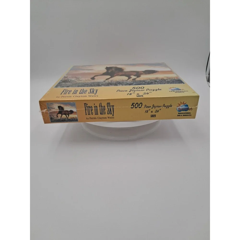 'Fire In The Sky' 500 Piece Puzzle Galloping Brown Wild Mustang Horse NIB‎